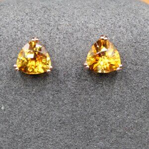 4 CT Orange Citrine Stud Earrings in 14K Rose Gold